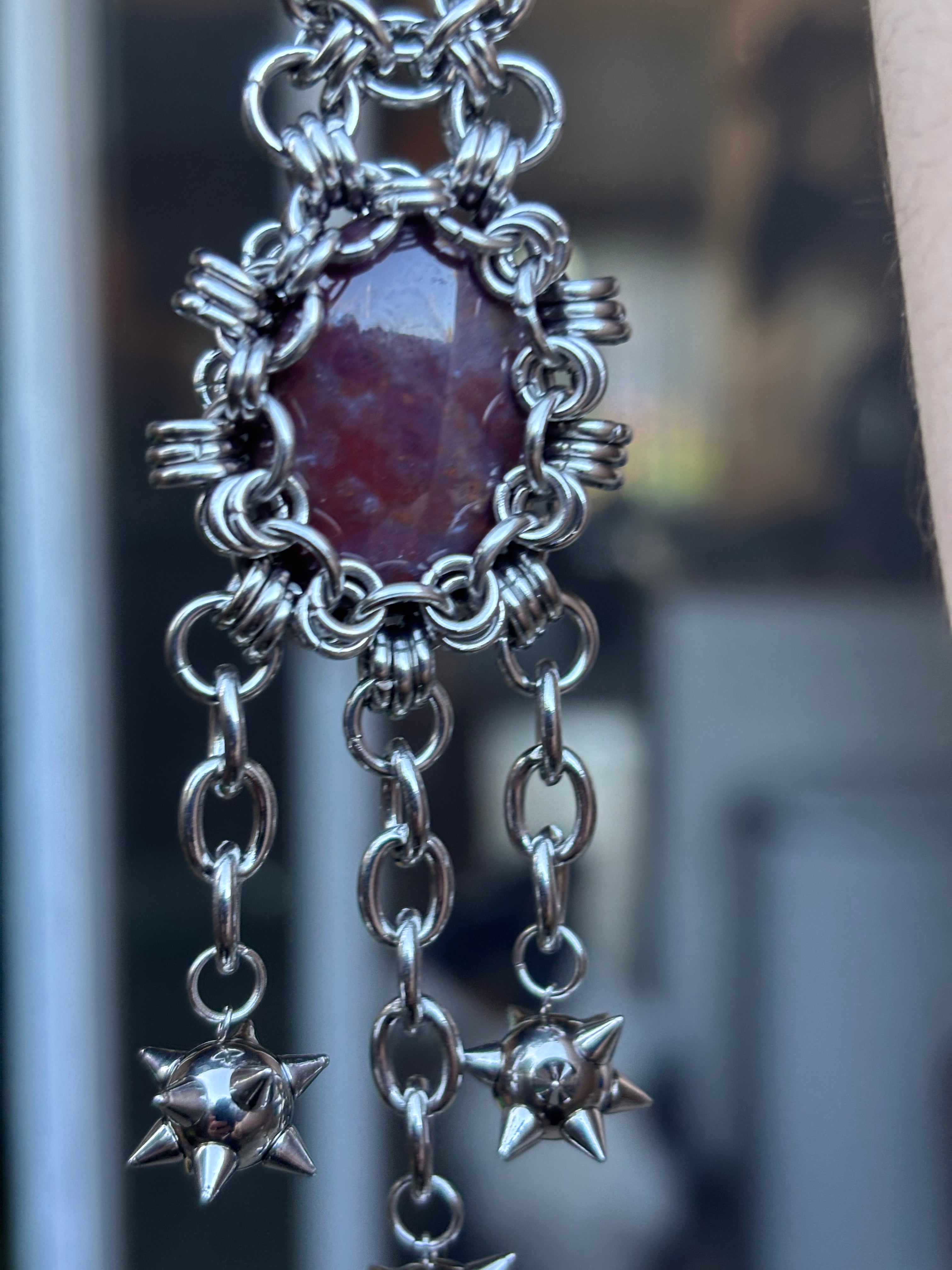 Triple Flail-Red Agate