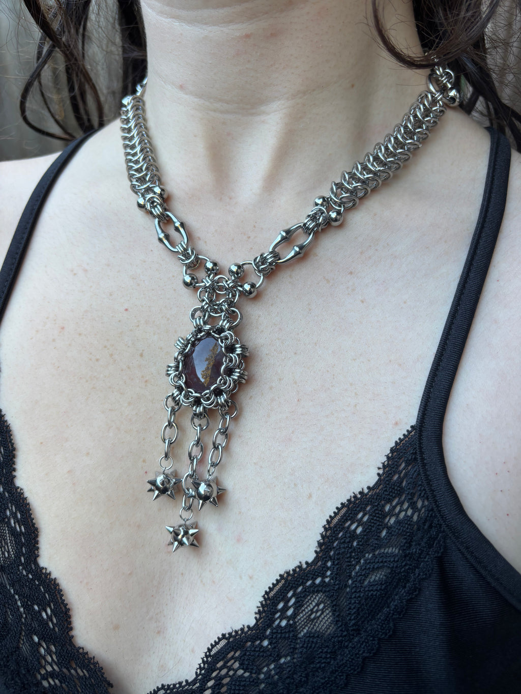 Triple Flail-Red Agate